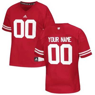 Men%27s Wisconsin Badgers Customized Replica Football 2015 Red Jersey